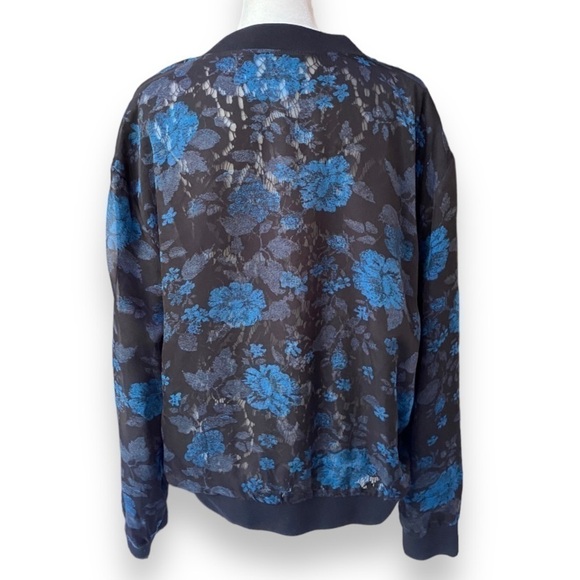 Ruff Hewn Black and Blue Floral Lace Reversible Bomber Jacket | Size M/L - Picture 7 of 13